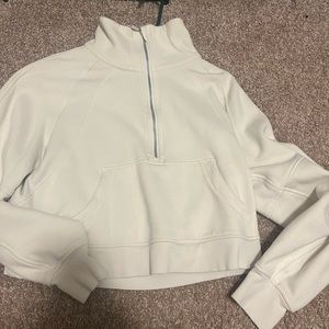 Lululemon scuba oversized funnel neck half zip in cream